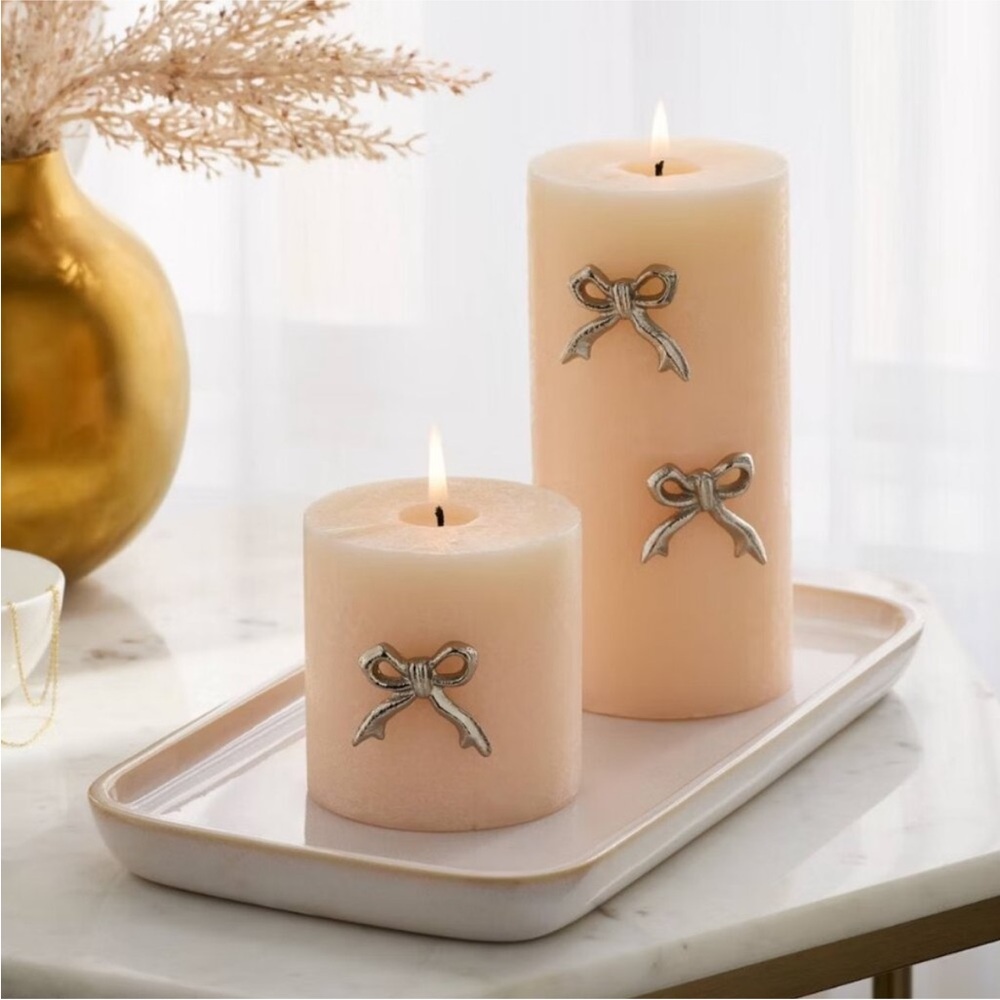 THRESHOLD NWT 3pc metal bow candle charm set -silver - Picture 2 of 4